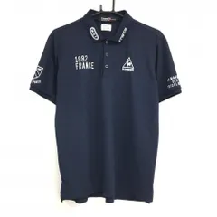 【超美品】ルコックゴルフ 半袖ポロシャツ ネイビー×白 ロゴ刺しゅう メンズ LL ゴルフウェア le coq sportif
