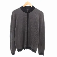 ジョルジオアルマーニ GIORGIO ARMANI ニット カーディガン ジップアップ 総柄 ウール イタリア製 54 XL グレー 黒 ブラック /HO● 0104 ■GY01のサムネイル