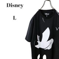 Disney ディズニー 半袖 Tシャツ ミッキーマウス ビックプリント ブラック レディース Lサイズ