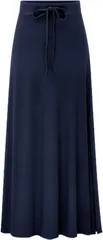 Kai La Nalu ロング スカート レディース フレア ミモレ丈 ライン 薄手 伸縮性 ウエストゴム(ネイビー,  4XL)