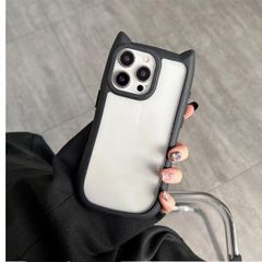 iPhone16 スマホケース　猫耳　iPhone16plus iPhone16pro iPhone16 promax ブラック　韓国