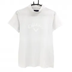 【美品】キャロウェイ 半袖ハイネックシャツ 白 胸元ロゴプリント レディース L ゴルフウェア Callaway