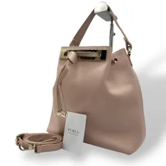 良品 フルラ ステイシー ショルダーバッグ 2way 巾着 ピンクベージュ