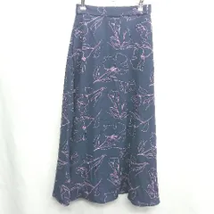 ◇ AG by aquagirl 総柄 ロング丈 フレア スカート サイズM ネイビー系 レディース E  【1407180025134】