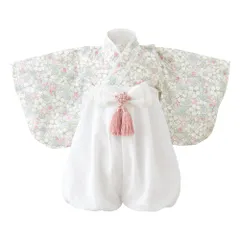 【迅速発送】regalo ベビー 袴 2ピース 70～90cm ロンパース 女の子 男の子 和装 フォーマル 赤ちゃん お宮参り 百日祝 初節句 (80 ペールホワイト)