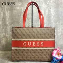 GUESS 大容量 ロゴ エンブレム 型押し PVC レザーコーティングバッグ