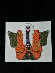 ★刺繍シール／ステッカー　ワッペン★　歌舞伎　連獅子　白
