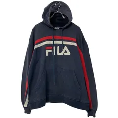 FILA ロゴスウェット パーカー XL ネイビー レッド フィラ プルオーバー カンガルーポケット ビッグサイズ 古着卸 アメリカ仕入 a612-7369