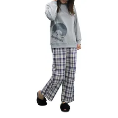 【人気商品】グレー レディース MP42857-11 レディスM～L M-L ルームウェア [モンチッチ] パジャマセット [飛馬日本]