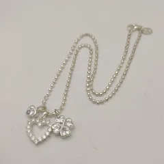 【美品】Folli Follie　フォリフォリ　クローバーハートネックレス　クリアストーン　シルバー925