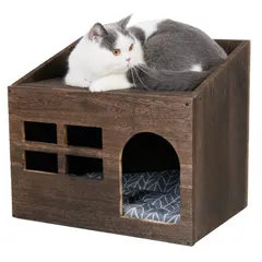 隠れ家 猫家具 インテリア 夏冬用 マット付き 室内 ペットハウス 温かい 小型犬小屋 スクエア ドーム型猫ベッド ウッディキャットハウス 木製 猫ハウス