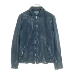ISAMU KATAYAMA BACKLASH (イサムカタヤマバックラッシュ) ジャパンカーフ 製品染め 襟付き レザーシングル ライダース ジップアップ レザージャケット 牛革 1498-02 グリーンのサムネイル