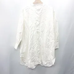 ◇ ⊇ shes closet シャツ風 長袖 膝丈 ワンピース サイズF オフホワイト レディース E  【1409100044232】