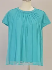 インディヴィ INDIVI 洗える チュールプルオーバーカットソー レース 38サイズ ライトブルー レディース j_p F-M13253