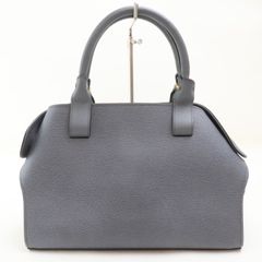 2506-82 レザー製 ハンドバッグ グレー系 金金具 変形型