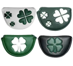 【新着商品】パターカバー ゴルフヘッドカバー オデッセイに対応 レッド小型マレットタイプ対応 マグネット付け クローバー模様 白 緑 黒