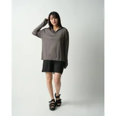 ☆ モカ×ブラック ☆ L-LL ☆ ラッシュガード 2WAYハーフZIP セットアップ ラッシュガード 2WAY セットアップ 半ズボン ズボン パンツ 長袖シャツ シャツ 上下セット 吸水 速乾 接触冷感 冷たい 伸縮性 ストレッチ 軽量 軽い