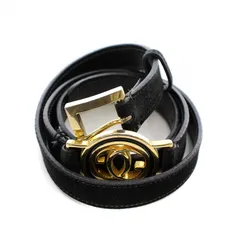 グッチ GUCCI ベルト レザー ロゴ スエード 95 黒 ブラック ゴールド色 /BB ■MT ■OH ■GY05