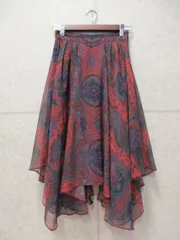 【美品】muller of yoshikubo ミュラーオブヨシオクボ アシンメトリースカート ペイズリー柄 裏地付き レッド系 サイズ36のサムネイル