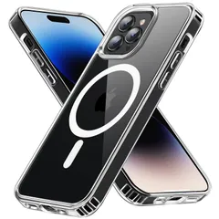 【人気商品】透明な ワイアレス充電対応 マグセーフ対応 ストラップホール付き 黄ばみなし マット感 マグネット搭載 耐衝撃 米軍規格 半透明 ケース 用 Max Pro 14 iPhone 【耐衝撃・MagSafe対応】Eiffebill