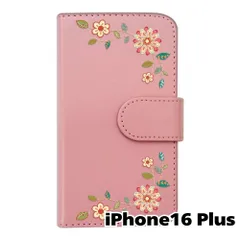 【新品未使用】 iPhone16 Plus 手帳型スマホ ケース 花柄 (カバー色ピンク) エスニック ボヘミアン おしゃれ かわいい カード収納 PUレザー flip2-ip16plus-pk-20059