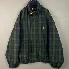 90s ラルフローレン 激渋カラー タータンチェック スイングトップ カーキ 革 90s Polo Ralph Lauren Leather Drizzler Jacket 深緑 L ポロ