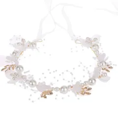 【人気商品】ヘアアクセサリー 子供ヘッドドレス 女の子 結婚式/披露宴/卒業式/入学式/パーティー/ダンス/和装/撮影 クラウン 花冠 (クラシックパール カチューシャ ヘアバンド ホワイト) 髪飾り サムコス