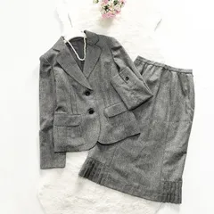 Leilian*レリアン　スカートスーツセットアップ　テーラードジャケット　グレー　9　Mサイズ相当　フォーマル　冠婚葬祭