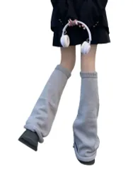 [ネクストグランツ] レディース ルーズソックス レッグウォーマー 白 黒 グレー 人気 学生 ロング ソックス 靴下 レッグカバー 防寒 冷え 対策 (白) [ホワイト] [Free Size]