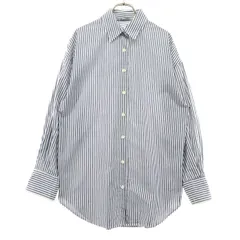 ZARA ザラ ストライプ柄 長袖 シャツ XS ネイビー系 レディース 古着