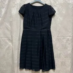 大きいサイズ　13ABR ボーダーワンピース　黒　シフォン　フォーマル　半袖