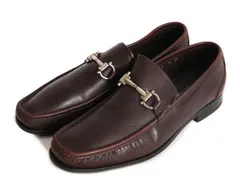 【お得なクーポン配布中!】 イタリア製 サルヴァトーレ フェラガモ ビット モカシン 8 27cm / 中古 ローファー スリップオン 幅広 革靴 本革 カーフ 牛革 バーガンディ