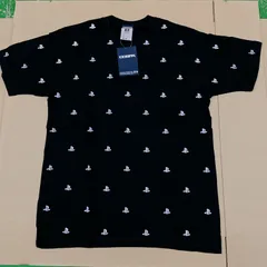 Tシャツ 半袖 プレイステーション 半袖Tシャツ 半そで メンズ 春 夏 トップス プリントTシャツ ファミリーマーク プレステ PlayStation ゲーム 黒 ブラック 総柄Tシャツ プレイステーションファミリーマーク 【T01
