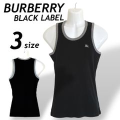 BURBERRY BLACK LABEL バーバリーブラックレーベル メンズ タンクトップ ランニング 3 ノースリーブカットソー   刺繍ロゴ BMV15-642-09 三陽商会 ブラック系 (E017)★