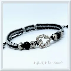 アンクレット or ブレスレット 天然石【オニキス+ᥫᩣコネクト】シルバーラメ