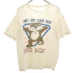 90s オールド ベアプリント 半袖 Tシャツ 白 シングルステッチ メンズ 古着