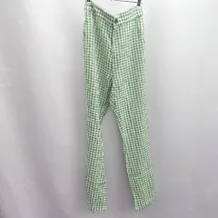 ◇ Θ ◎●未使用● VIS-<!-利用不可文字-!>-VIS ギンガムチェック柄 ストレートパンツ サイズＭ グリーン ホワイト レディース E  【1503050000925】