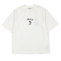 未使用品▼BURBERRY バーバリー コットン100% ローズ ロゴ刺繍 ショートスリーブ 半袖Ｔシャツ ホワイト XS 正規品 メンズ 定価85,800円