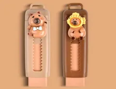 消しゴム カピバラ スティック消しゴム2本セット 鉛筆消しゴム 伸縮可能 文房具  オフィス用品　 P_4