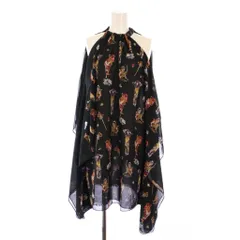 ディーゼル DIESEL シャツ ブラウス チュニック ノースリーブ シアー シースルー 総柄 XS 黒 ブラック /BB