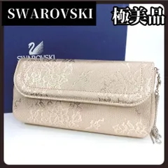 極美品　SWAROVSKI スワロフスキー クラッチバッグ パーティーバッグ レース柄 シャンパンゴールド レディース ブランド 高級 エレガント 上品 光沢 フォーマル 結婚式 二次会　希少 デザイン プレゼント　箱付き