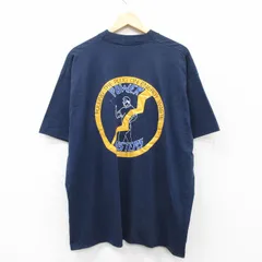 XL/古着 フルーツオブザルーム 半袖 ビンテージ Tシャツ メンズ 90s POWER BUSTERS 大きいサイズ クルーネック 紺 ネイビー 25aug12 中古