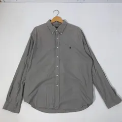 POLO RALPH LAUREN/ポロラルフローレン 長袖 シャツ ボタンダウン ワンポイント刺繡 オーバーサイズ ビッグシルエット フィリピン製 メンズ XXL グレー