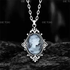 女性のためのヴィンテージシルバーメッキネックレス アンティークシルバーメッキの花 ファッショナブルなカメオチェーンネックレス 6色 グレー ピンク