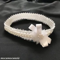【handmade】パールリボンのヘアバンド