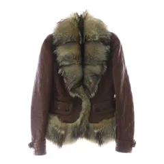 BURBERRY (バーバリー) ファー付き クロップド ジャケット ブラウンのサムネイル