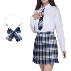 新品 [HarnyLoom] 女子高生 制服セット スカート 丈43cm 学生服 JKスクール制服 4点セット リボン付き セーラー服 可愛い かわいい 学生服 コスプレ 衣装 ハロウイン コスプレ コスチューム 学校制服 女子制服 パーティー衣装 遊園地 文
