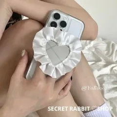 韓国♡可愛い フリルハート iphoneクリップ ミラー化粧直しケースカバー新品