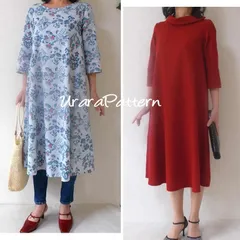 96 型紙　大人　フレアワンピース　M~5L　Urarapattern