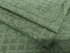 平和屋着物●結城紬　80亀甲　格子花文　正絹　逸品　AAAU8348zg